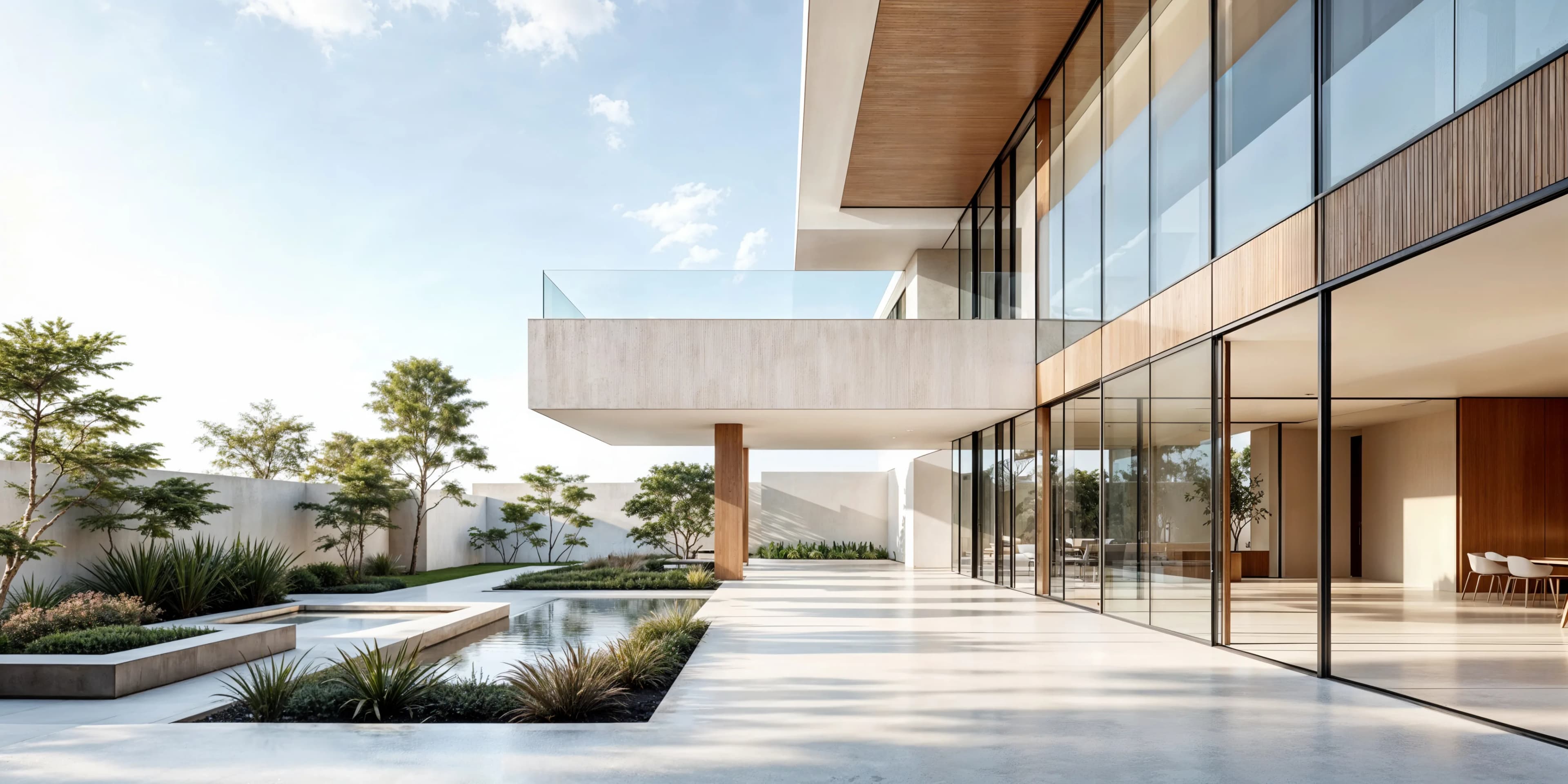 Modern architectural residence bathed in daylight
